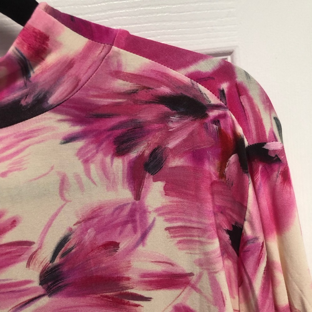 Johnny Was NWT 2X Plus top the Janie favorite mock neck stretchy tee PINK Floral - Picture 14 of 14